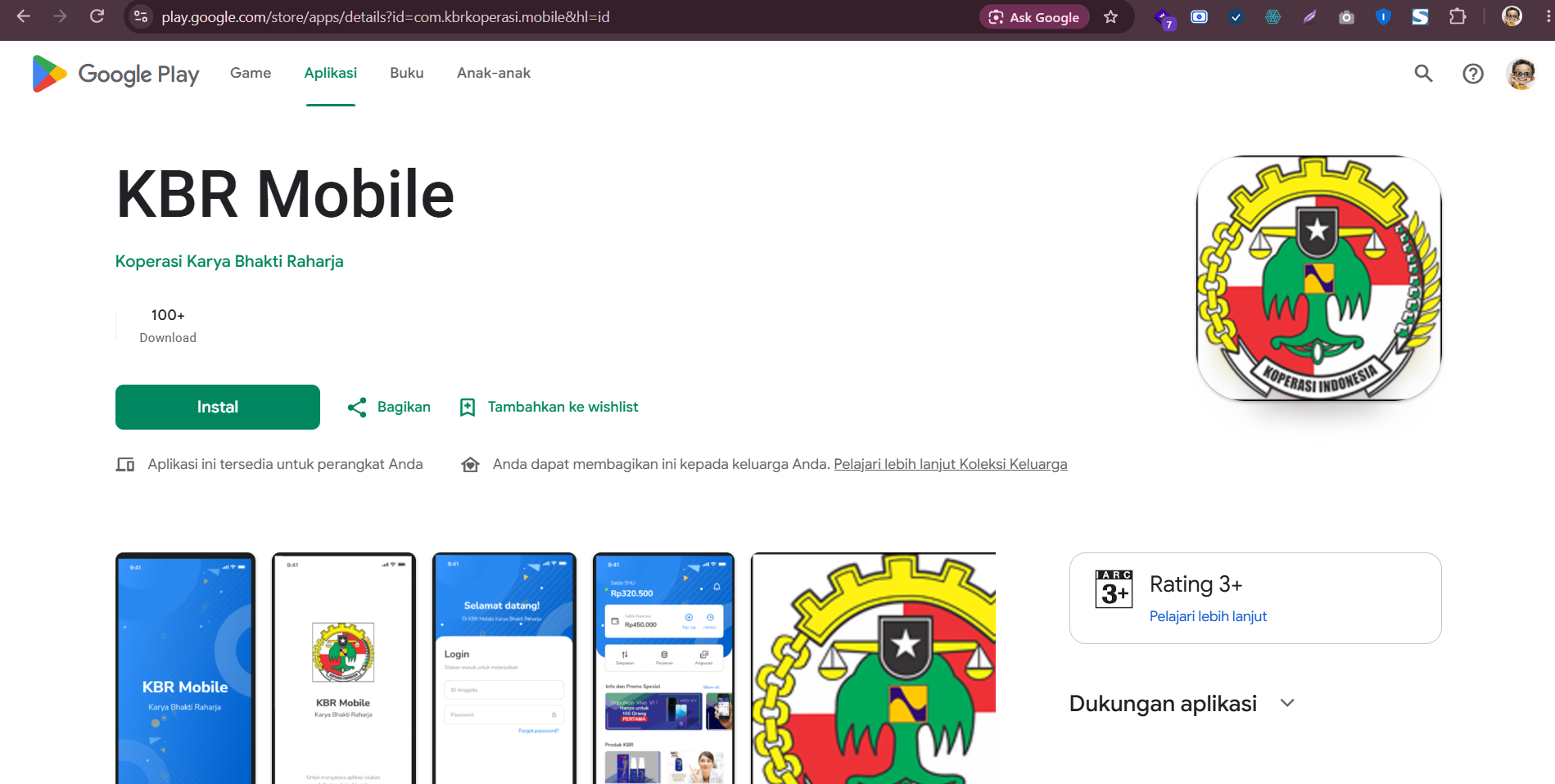 Cuplikan tampilan KBR Mobile